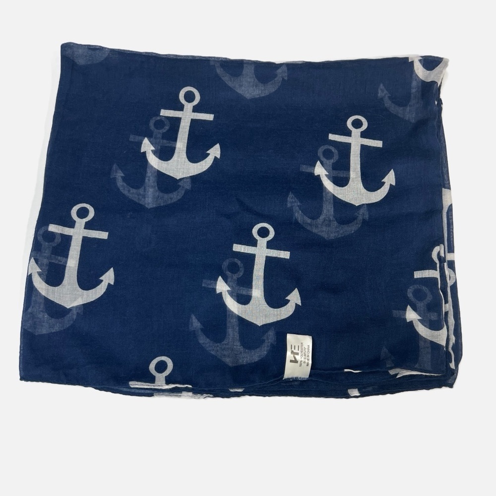 Nautical Anchor Navy White Infinity Scarf 68x30 Coastal Preppy One Size OS